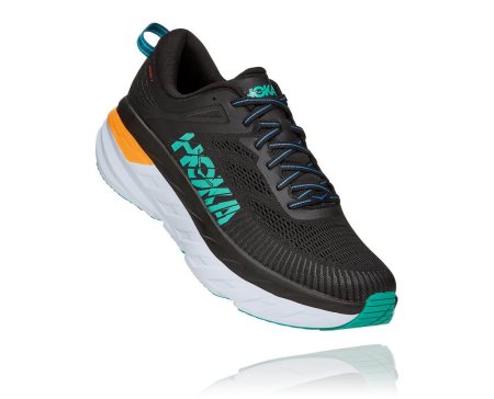 Hoka One One Bondi 7 Moški Pohodni Čevlji Črna / Turkizna SI-370962Y